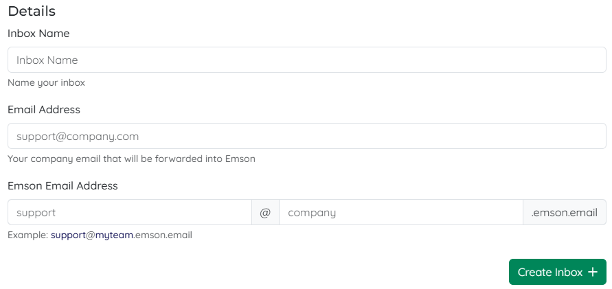 Create inbox form